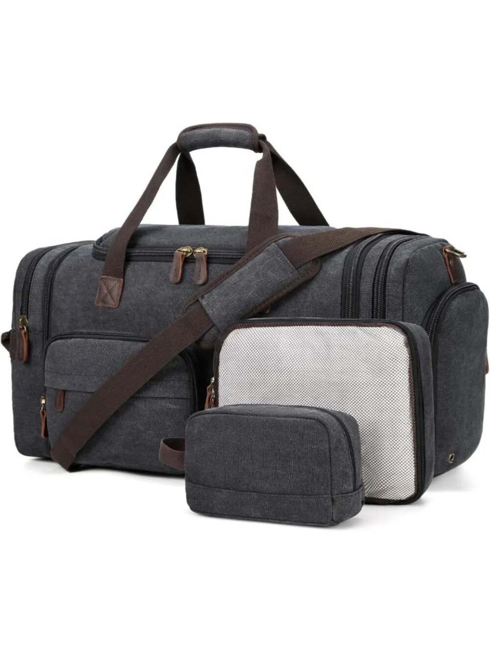 Expandable 60L Men's Duffle Bag for Travel, Weekender, Overnight, Shoe